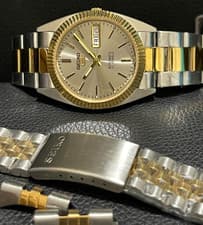 RARE Vintage Two Tone Seiko 5 President SNXJ90 Automatic Watch 36mm