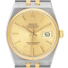 Rolex Oysterquartz Datejust Champagne Dial Steel Yellow Gold Mens Watch 17013