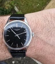 Vintage Longines - Black Dial "Gilt" Style - 1950s/'60s