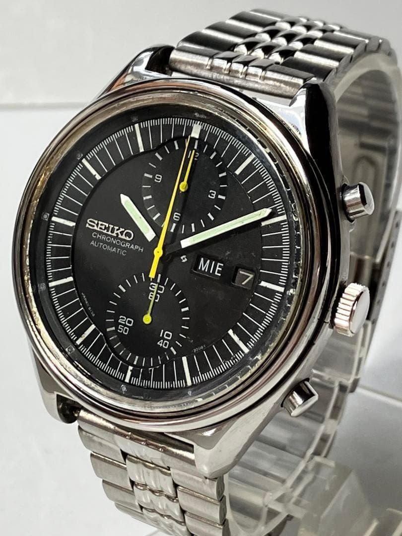 Seiko Speedtimer 6138-3002 Automatic Chronograph Black Dial Vintage