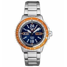 SEIKO 5 Sports SRP351K1 Silver Blue Dial Orange Bezel Automatic Watch Day/Date