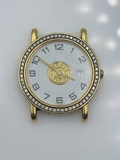 Hermes Paris 18k Gold Diamond Sellier Watch For Parts Repair Missing Back Cover