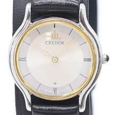 Seiko Credor 8420 0150 18k Yellow Gold Stainless Steel Champagne Roman Dial