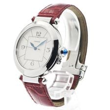 CARTIER PASHA W3107255 42MM SS Automatic Silver Dial Leather Strap #C364