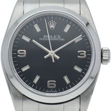 ROLEX Oyster Perpetual Boys Watch 77080(A) Stainless Steel mensWatch black USED