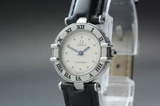 Vintage 1980s OMEGA Constellation Roman Bezel Blue Hands Ladies [Near Mint]