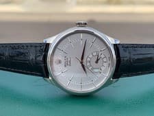 Rolex Cellini 18K White Gold Dual Time Silver Guilloche Watch Box/Card 50529