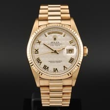 Rolex Day-Date 36, 18238, Yellow Gold, Ivory Pyramid Roman Dial, President Br...
