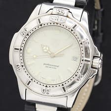 Tag Heuer Professional 999.706 QZ Ivory Dial Stainless Steel Leather Men's Watch