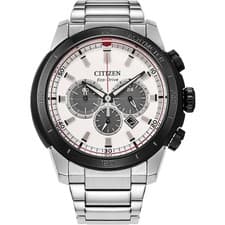 Citizen Men's Watch Brycen Chrono White Dial Silver Tone Bracelet CA4188-81A
