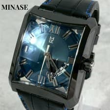 MINASE Five Windows VY03-K05KD Automatic Watch Blue Dial Black Leather