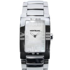 Montblanc Profile Elegance Quartz Shell Dial Rectangular SS Watch w/ Box Unisex