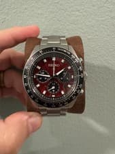 SEIKO Prospex Speedtimer Solar CHRONO 41.4MM Red Dial Men's Watch SSC927