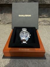 Baume & Mercier Automatic Chronograph Watch – Stainless Steel W/Box Luxury Swiss