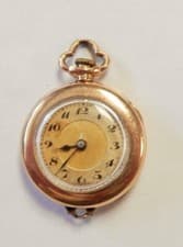 Circa 1950 A. LeCoultre 10K Yellow Gold Case Ladies Pendant Pocket Watch 15J