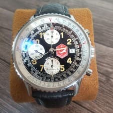 BREITLING A13022 Old Navitimer Snowbirds Chronograph 1995 SS Black Leather