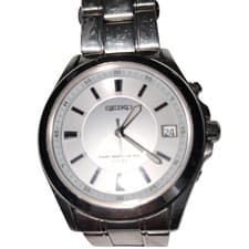 SEIKO Solar Quartz Watch Men’s Silver White Dial Date Included
