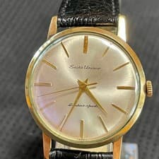 Seiko Unique 17 Jewel 14K Gold Plate Vintage Mens Wristwatch 1955