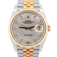 PAPERS Rolex DateJust 36mm MOP DIAMOND Jubilee Two-Tone Fluted Watch 126233 BOX