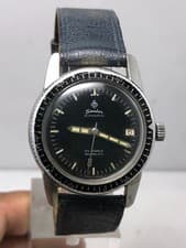 Vintage Sandoz Diver Automatic 25 Jewels Black Dial Men's Wristwatch