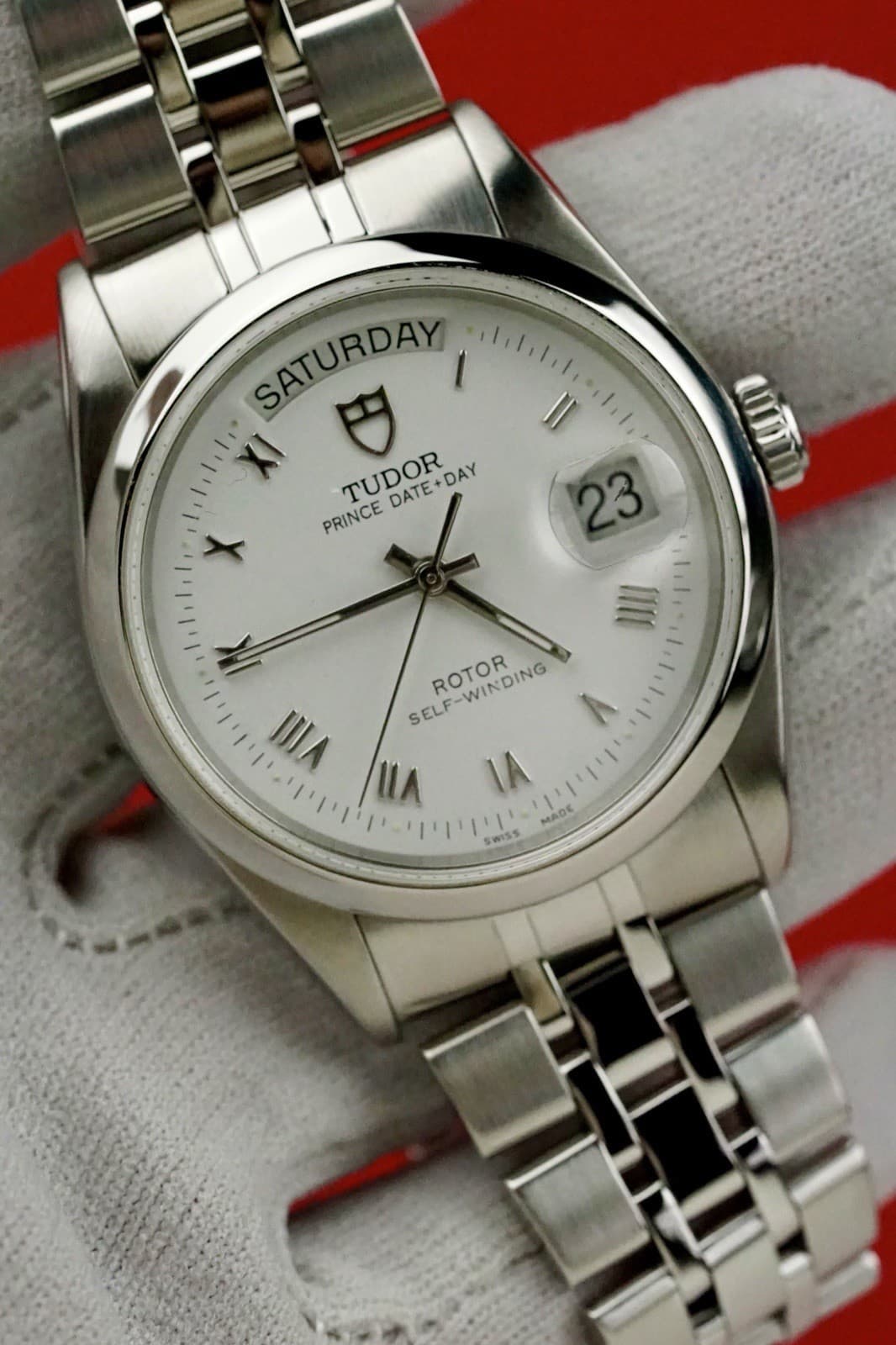 TUDOR Prince Date + Day 36mm #76200 White Roman Dial!