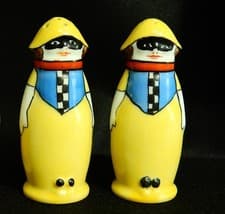 Rare Antique Noritake Masked Deco Lady Salt & Pepper Shaker Set No. 483