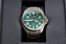 Citizen Men's Land Date Eco-Drive Silver Titanium Watch 41 MM BN0241-59W