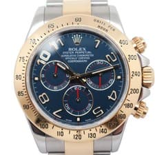 2010s Rolex 116523 Cosmograph Daytona 40mm Blue Racing Dial Steel 18k Gold Watch