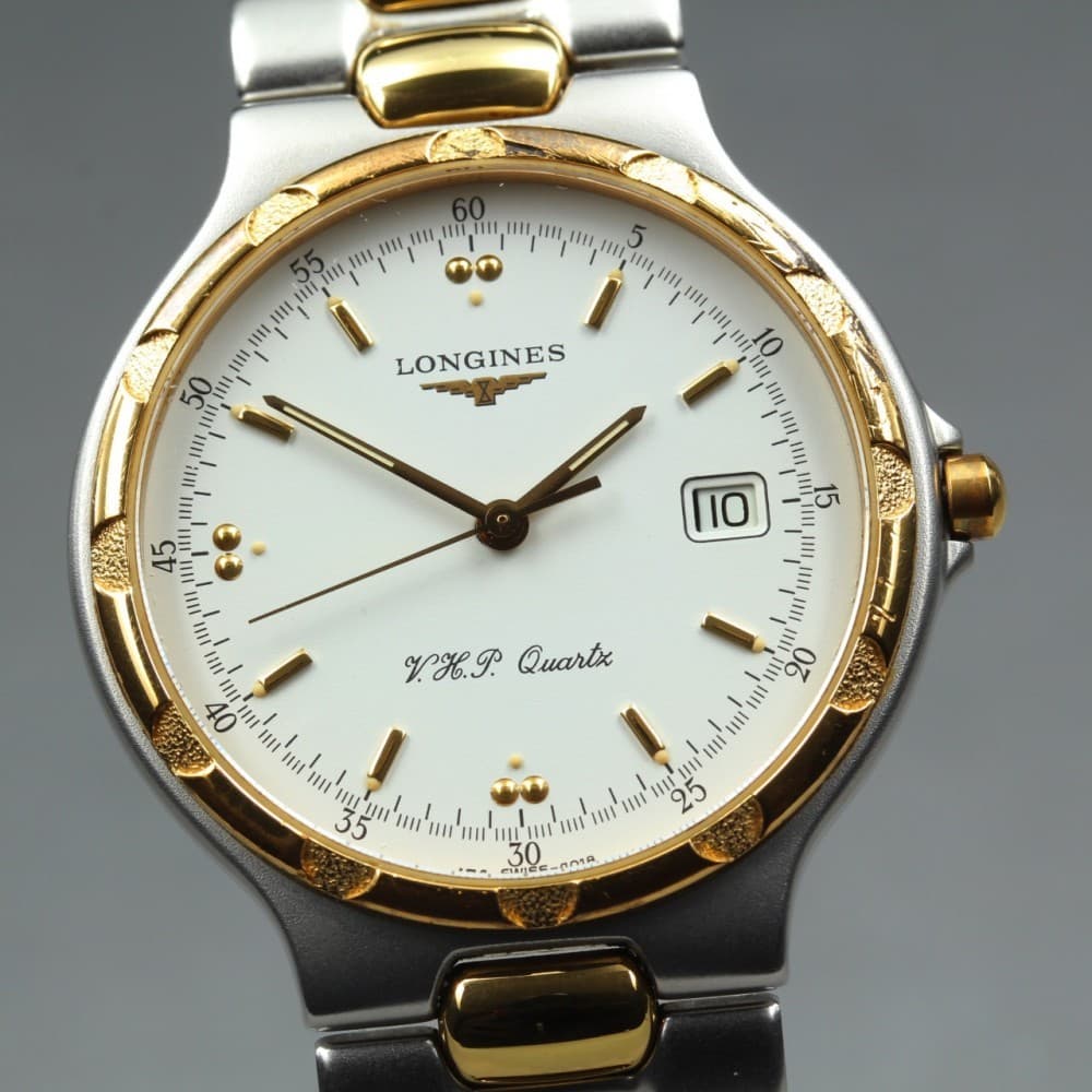 Near MINT LONGINES Conquest L1.613.3 Date White VHP GP Quartz 36mm Men's Watch