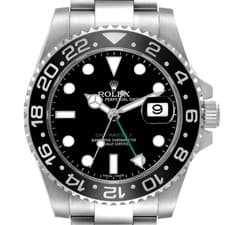 Rolex GMT Master II Black DIal Green Hand Steel Mens Watch 116710 Card