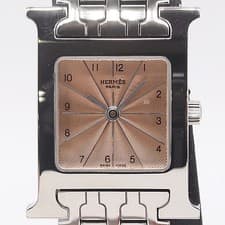 HERMES HH1-210 QZ Rose Gold Dial Ladies Working Japan Dress Watch Authentic