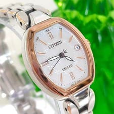 Citizen ES8064-64W Watch Diamond Solar Atomic 6P Diamond Timepiece Gold