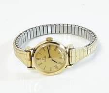 Omega Vintage 14K Gold Ladies Watch Manual Wind Roman Dial Speidel 21mm