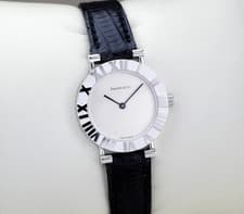 Tiffany & Co. Atlas Silver Roman Index Women's Watch 24mm Quartz AUTH