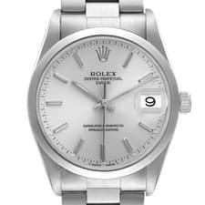 Rolex Oyster Perpetual Date Steel Silver Dial Mens Watch 15200