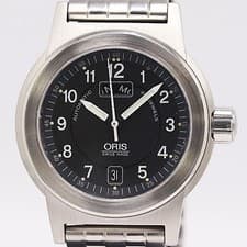 ORIS Big Crown Day Date Automatic Watch Black Dial Silver Men's Used Authentic