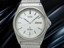 Seiko Quartz Silver Wave Ref. 5933-7010 SS Silver Dial 34mm Day Date Men's watch