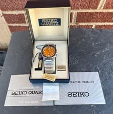 1979 Vintage Seiko Mens Diver Watch Orange Dial & Pepsi Bezel 7123-823H MINT NOS