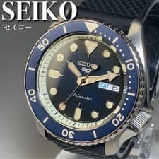 Seiko SRPD93 Watch Men Sports 5 Series New Unused Navy Dial Black Band