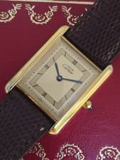 Cartier Must de Tank Quartz Watch Gold Vermeil, Roman Dial, Original Box & Paper