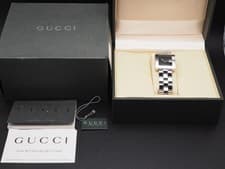 Vintage w/Box Gucci G-Gace 3600J Black Dial Square Qz 27mm Womens Watch JAPAN