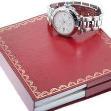 CARTIER PASHA 38MM W31037H3 GMT Automatic SS Silver Dial Date Power #C351