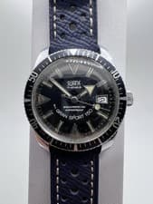 Vintage 1970's Swank Gran Sport 150 French Dive Watch/Tropical Black Dial,Patina