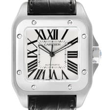 Cartier Santos 100 Large Steel Silver Dial Mens Watch W20073X8