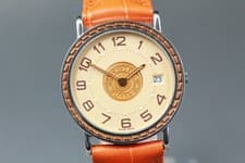 [Near MINT] Hermes Serie Sellier Ivory Dial 32mm Date Qz Women Watch From JAPAN