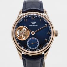IWC Portuguese Tourbillon Portugieser 18k Rose Gold Blue 43mm IW546305