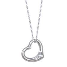 TIFFANY&CO. Elsa Peretti Open Heart Necklace Sterling Silver 925 Diamond Ex+