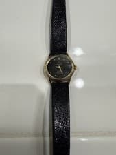 Women’s OMEGA De Ville Quartz Tiffany & Co. Black Dial 14K Gold Leather Strap