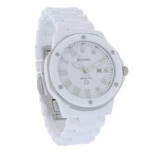 Bulova Marine Star Diamond Women's White Ceramic Quartz Watch 98P222