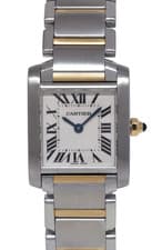 Cartier Tank Francaise Small 18k Yellow Gold/Steel Silver Dial Ladies Watch 2384
